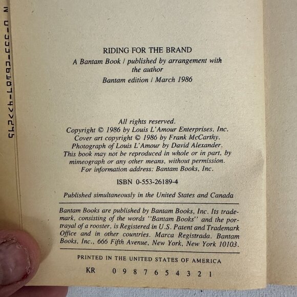 Louis LAmour Riding For The Brand Paperback 1986 Bantam Western Short Stories - Picture 4 of 4